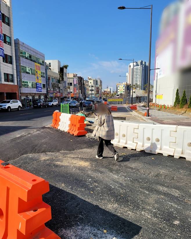 ▲인도에 울타리를 설치 : 입주자 제공
