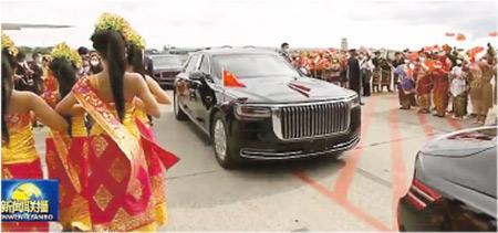 [홍콩 명보 캡처. 재판매 및 DB 금지]
시진핑 중국 국가주석이 14일 인도네시아 발리에서 탄 중국산 자동차 훙치N701.