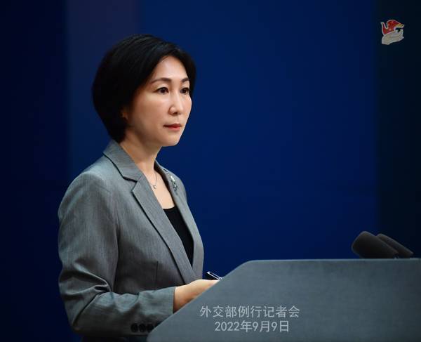 [서울=뉴시스] 지난 9일 마오닝 중국 외교부 대변인이 정례브리핑을 열고 있다. <사진출처: 중국 외교부> 2022.09.13