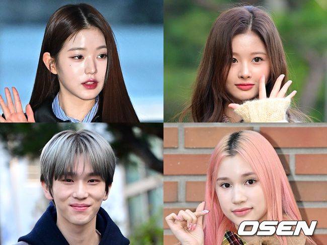 아이브 장원영, 엔믹스 설윤, 케플러 휴닝바히에, 이펙스 백승 (왼쪽 위부터 시계 방향). OSEN DB