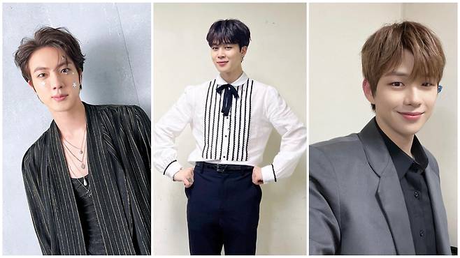 (왼쪽부터)방탄소년단 진, 지민, 강다니엘