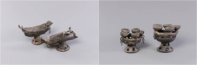 주요 전시품  왼쪽부터 배 모양 그릇, 등잔 모양 그릇 [국립경주박물관 제공. 재판매 및 DB 금지]