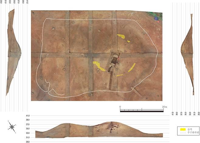 함평 마산리 표산고분군 1호분 분구 평·입면도. (국립나주문화재연구소 제공)