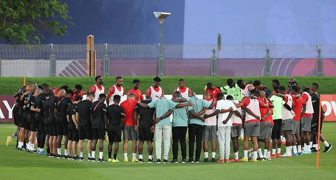 21일 카타르에서 첫 미디어 공개 훈련을 진행한 가나. 연합뉴스