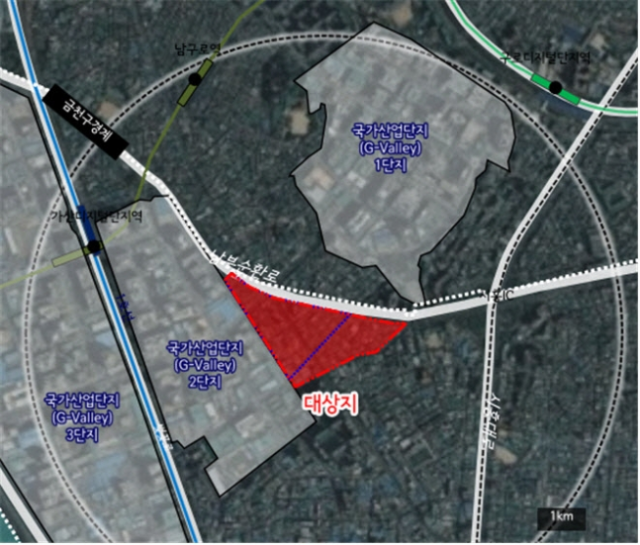 금천구 가산지구단위계획구역 대상지 위치도./사진제공=서울시