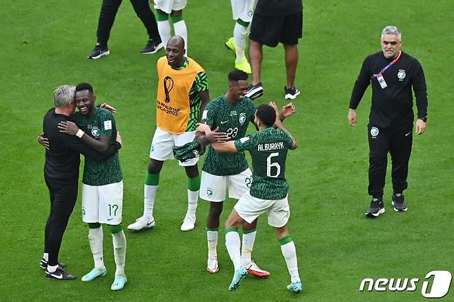 아르헨티나를 꺾은 사우디아라비아 대표팀 ⓒ AFP=뉴스1