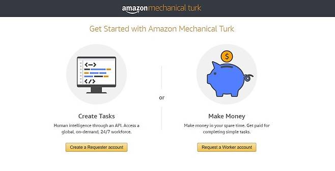 선구적인 미세노동 사이트인 아마존의 메커니컬터크 화면. <노동자 없는 노동>은 “메커니컬터크는 자본에게는 각성제요, 노동자에게는 마취제와 같은 21세기형 노동의 효시”라 말한다.
