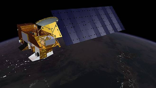 지구 궤도를 돌고 있는 미국 항공우주국(NASA)의 기후관측 위성 테라. /NASA