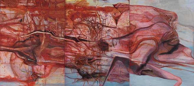 이근민, Matter Cloud, 2022, oil on canvas, 291 x 654.6 cm [사진=리만머핀 서울]