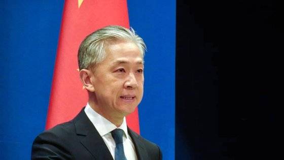 23일 왕원빈 중국 외교부 대변인이 한미 공동성명에 대한 중국측 입장을 밝히고 있다. 신경진 기자