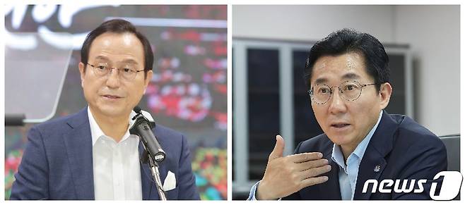 박상돈 천안시장(왼쪽)과 박경귀 아산시장. /뉴스1