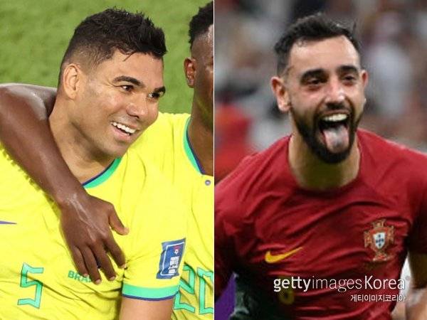 카세미루(왼쪽), 브루노 페르난데스. 사진=게티이미지코리아