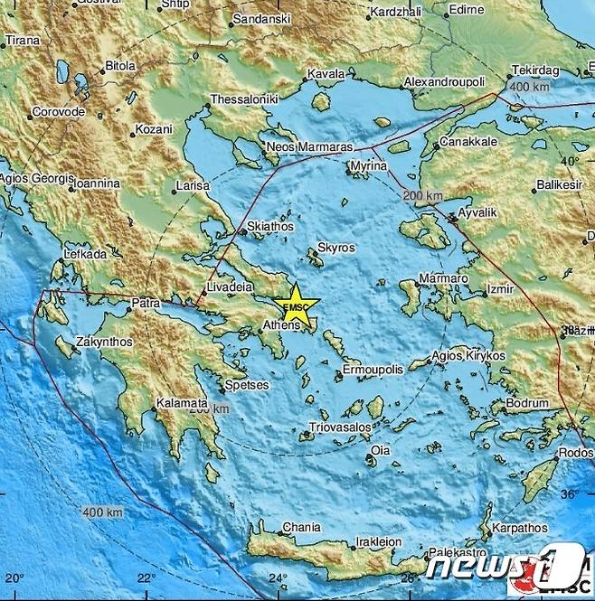 (서울=뉴스1) 김예슬 기자 = 29일(현지시간) 오후 10시06분께(한국시간 30일 오전 5시06분) 그리스 수도 아테네에서 55㎞ 떨어진 에게해에서 규모 5.1의 지진이 발생했다고 유럽지중해지진센터(EMSC)가 밝혔다.(EMSC 홈페이지 갈무리).
