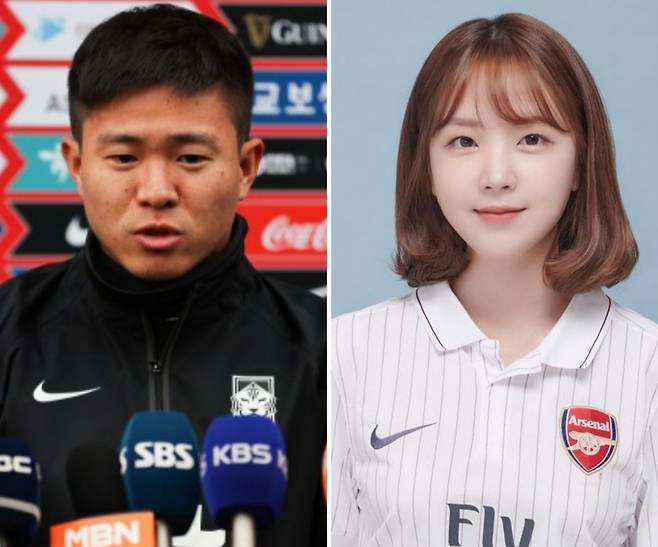 공개 열애 중인 축구 대표팀 선수 권창훈(왼쪽)과 유튜버 이수날(본명 정이수)과 축구 대표팀 선수 [연합, 인스타그램]