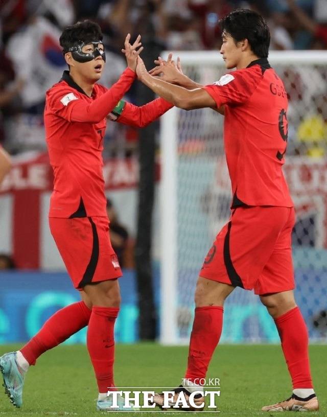 영국 매체 '더 하드 태클'은 한국의 공격라인이 지난 가나전과 동일할 것으로 예상했다. 매체는 조규성을 최전방 스트라이커로 내세우면서 2선에는 손흥민, 정우영, 권창훈이 출격한다고 분석했다./알 라이얀(카타르)=뉴시스
