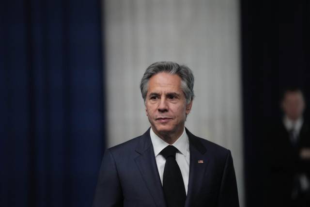 나토 외교장관회의 참석한 블링컨 미국 국무장관.AP연합뉴스