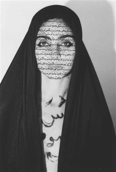 네샤트의 ‘알라의 여인’ 연작 중 ‘Unveiling’(1993). 출처: 위키아트