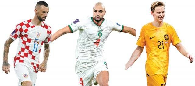 왼쪽부터 마르첼로 브로조비치, 수프얀 암라바뜨, 프렝키 더용