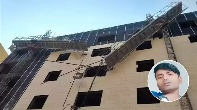 우메시가 사망한 공사 현장. 우메시의 가족이 영국의 방송 BBC에 제공했다.