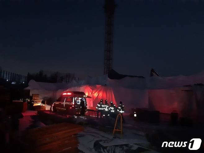 경기 파주시 아파트 신축공사 현장(경기도북부소방본부 제공)