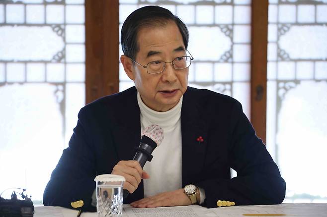 18일 한덕수 국무총리가 서울 종로구 삼청동 총리공관에서 열린 제6차 고위당정협의회에서 발언하고 있다. ⓒ연합뉴스