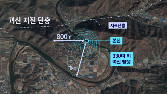 괴산 지진과 여진〈JTBC 뉴스룸 화면캡쳐〉