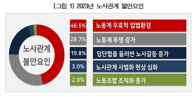 2023년 노사관계 불안요인(자료 경총)