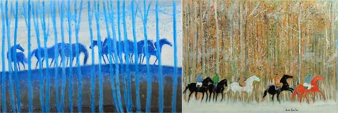 앙드레 브라질리에의 ‘하늘의 말’(왼쪽)과 ‘숲의 출구’. 한솔비비케이 제공