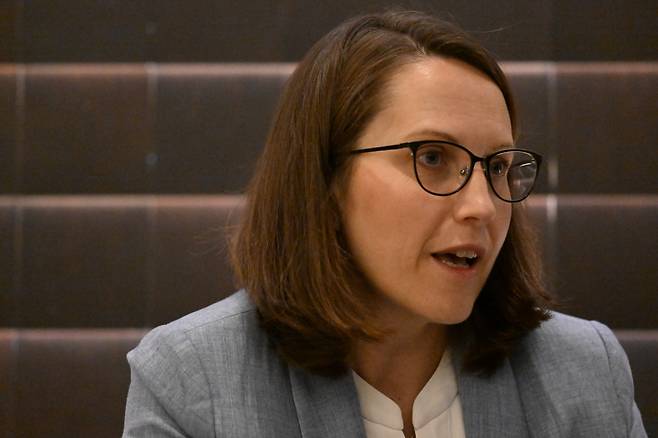 Polish Minister of Finance Magdalena Rzeczkowska speaks in an interview with The Korea Herald at Plaza Hotel in Jung-gu, Seoul.( (Park Hae-mook/The Korea Herald)