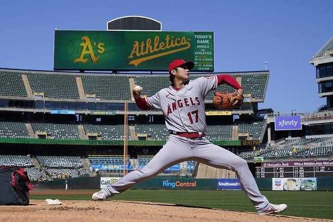 [오클랜드=AP/뉴시스] 메이저리그(MLB) LA 에인절스의 오타니 쇼헤이. 2022.10.06 /사진=뉴시스