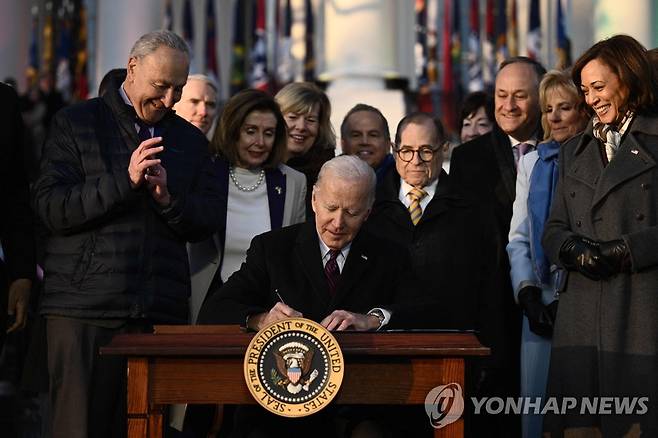 법안에 서명하는 바이든 대통령 [AFP 연합뉴스 자료사진. 재판매 및 DB 금지]