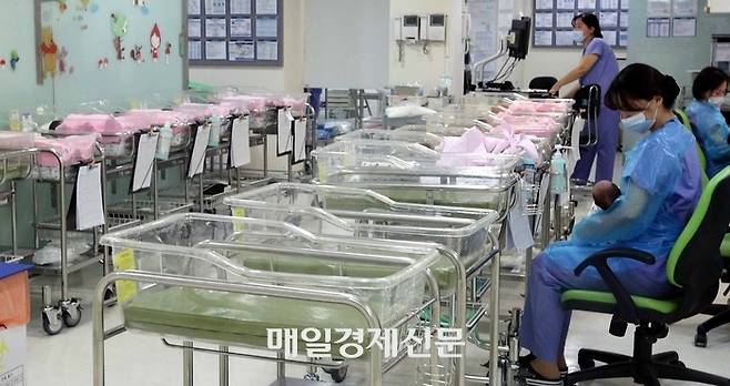 서울의 한 산부인과 신생아실이 한적한 모습을 보이고있다. <김호영기자>