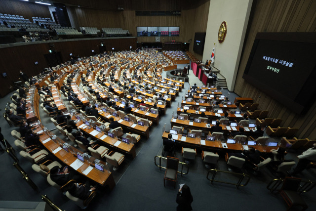 28일 국회 본회의에서 한동훈 법무부 장관이 노웅래 더불어민주당 의원에 대한 체포동의 요청 이유에 대해 설명하고 있다. 연합뉴스