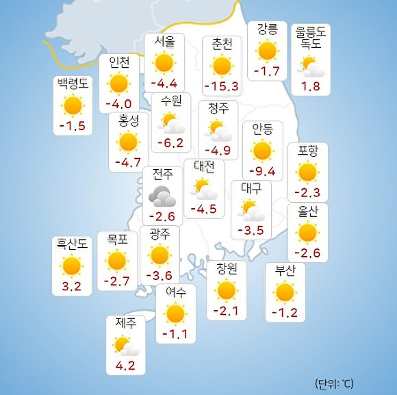 4일 오전 8시 현재 전국 날씨. [사진=기상청 날씨누리]