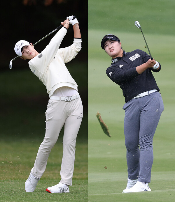 미국여자프로골프(LPGA) 투어 멤버 박성현 프로, 한국여자프로골프(KLPGA) 투어에서 활약하다가 미국 진출을 앞둔 유해란 프로. 사진제공=KLPGA