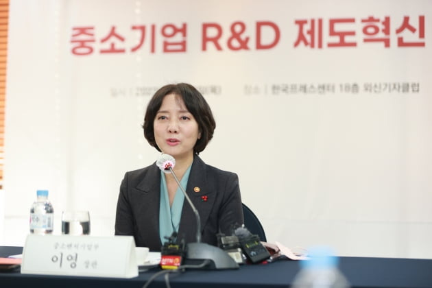 이영 중소벤처기업부 장관이 12일 중소기업 R&D 제도혁신 방안을 발표하고 있다. 중소벤처기업부 제공