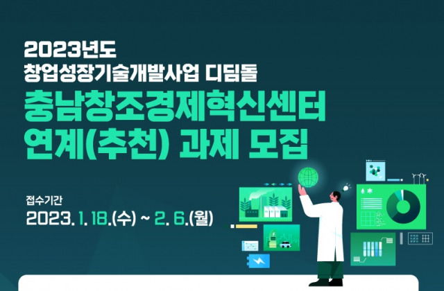 충남창조경제혁신센터는 ‘2023년 창업성장기술개발사업(디딤돌)’에 참여할 기업을 2월 6일까지 모집한다. 사진제공=충남창조경제혁신센터