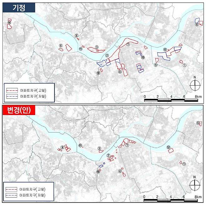 서울 시내 아파트지구 변경 전후 현황.(제공=서울시)ⓒ 뉴스1