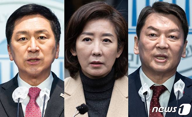 (왼쪽부터) 국민의힘 당권주자인 김기현 의원, 나경원 전 의원, 안철수 의원. ⓒ News1