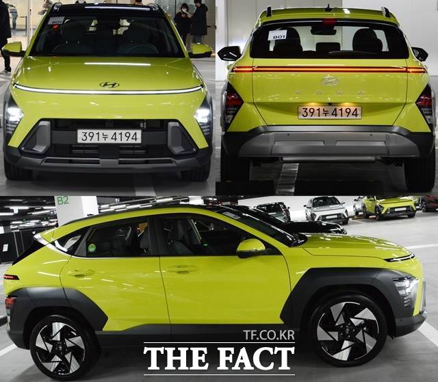 현대자동차 신형 SUV '디 올 뉴 코나'의 정면, 후면, 측면의 모습. /김태환 기자