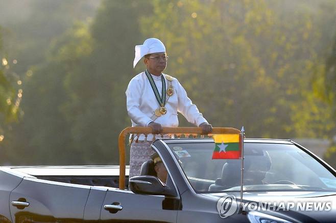 쿠데타 수장 민 아웅 흘라잉 최고사령관 [AFP 연합뉴스 자료사진. 재판매 및 DB 금지]