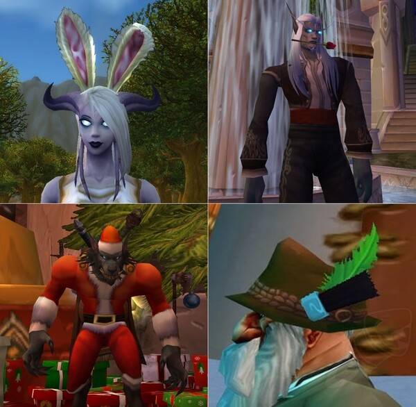 (좌측 상단부터)&nbsp;새봄맞이 머리장식, 영원히 아름다운 장미, 붉은색 겨울모자,&nbsp;갈색 가을 축제 모자&nbsp;