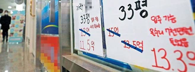 내리고, 또 내리고 - 서울 시내 한 공인중개업소 게시판에 급매물 정보가 붙어있다. 정부가 서울 규제지역을 대부분 해제하고 청약 규제도 완화한 지 한 달 가까이 지났지만 주택 수요가 좀처럼 살아나지 않고 있다. /뉴시스