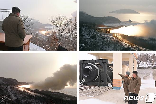 (평양 노동신문=뉴스1) = 북한이 지난달 16일 신형 대출력고체연료발동기의 지상분출시험을 성공적으로 진행했다고 밝혔다. [국내에서만 사용가능. 재배포 금지. DB 금지. For Use Only in the Republic of Korea. Redistribution Prohibited] rodongphoto@news1.kr