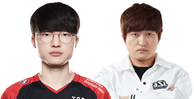 페이커(왼쪽), FlaSh. 사진=리그오브레전드 챔피언스 코리아/아프리카TV 스타리그 프로필