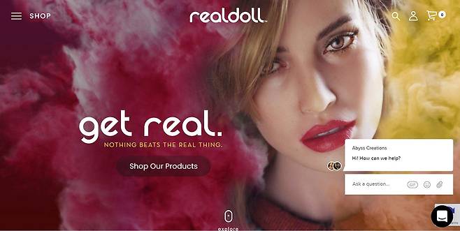 미국 회사 어비스 크리에이션스의 섹스돌 구매 사이트 첫 화면. ⓒRealdoll.com