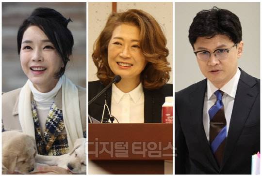 (왼쪽부터) 윤석열 대통령 부인 김건희 여사, 양이원영 더불어민주당 의원, 한동훈 법무부 장관. <디지털타임스 DB, 대통령실 제공, 연합뉴스>