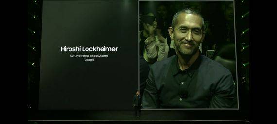 1일(현지시간) 미국 샌프란시스코에서 열린 갤럭시 언팩 행사에 참석한 히로시 록하이머 구글 수석 부사장. 삼성전자 유튜브