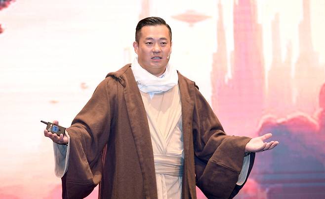 지난 2일 열린 '옵스나우360 출시 기념 기자간담회'에서 이한주 베스핀글로벌 대표가 발표하고 있다. 【사진 제공=베스핀글로벌】
