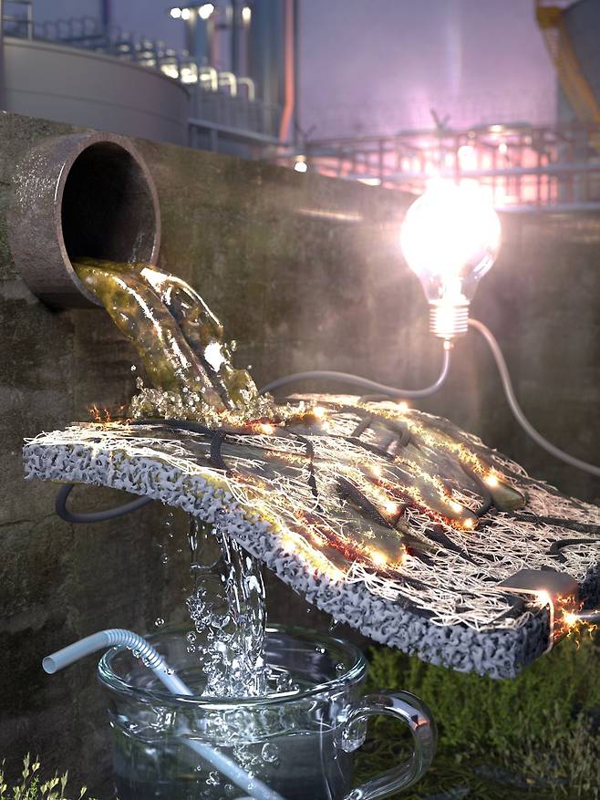 전력발생 물정화 멤브레인 모식도 (한국과학기술연구원 제공) 2023.02.07 /뉴스1